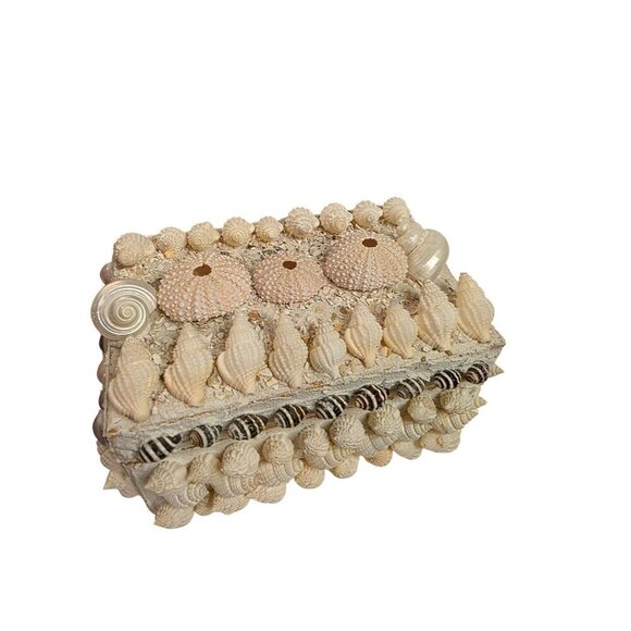 Handmade Wooden Box With Seashells & Sea Urchins Decorative Lid - Picture 6 of 14